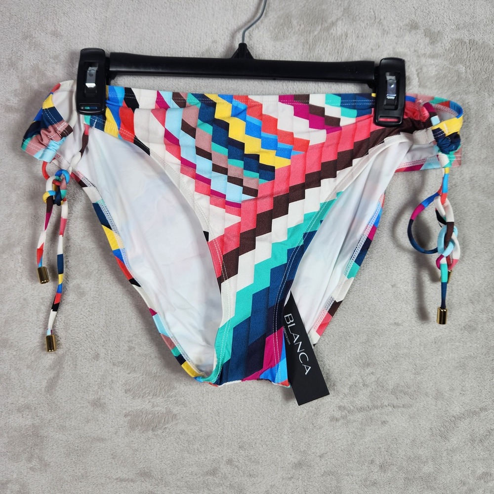 La Blanca Swimwear Womens 12 Aztec Geometric Chevron Side Tie Bikini Bottom New